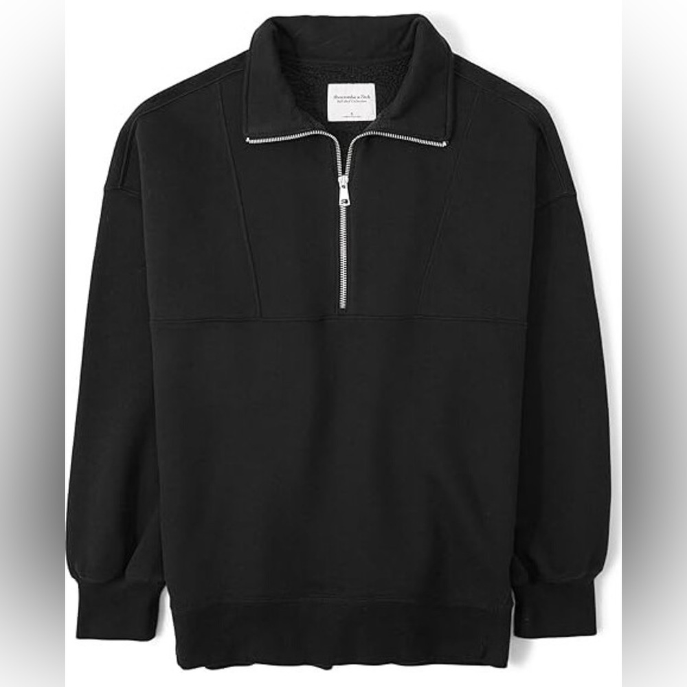 Abercrombie & Fitch Essential Oversized Sunday Half-Zip (Black)